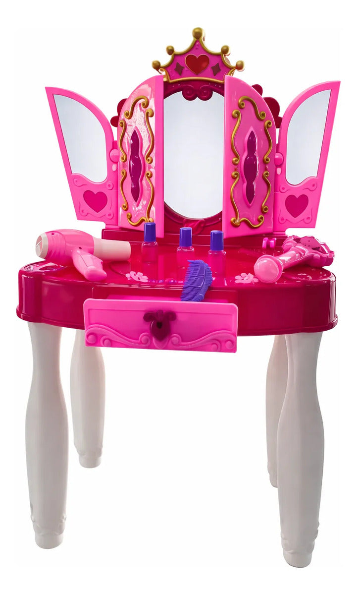 Tocador Infantil Glamour Mirror Con Varita Mágica 22 Piezas