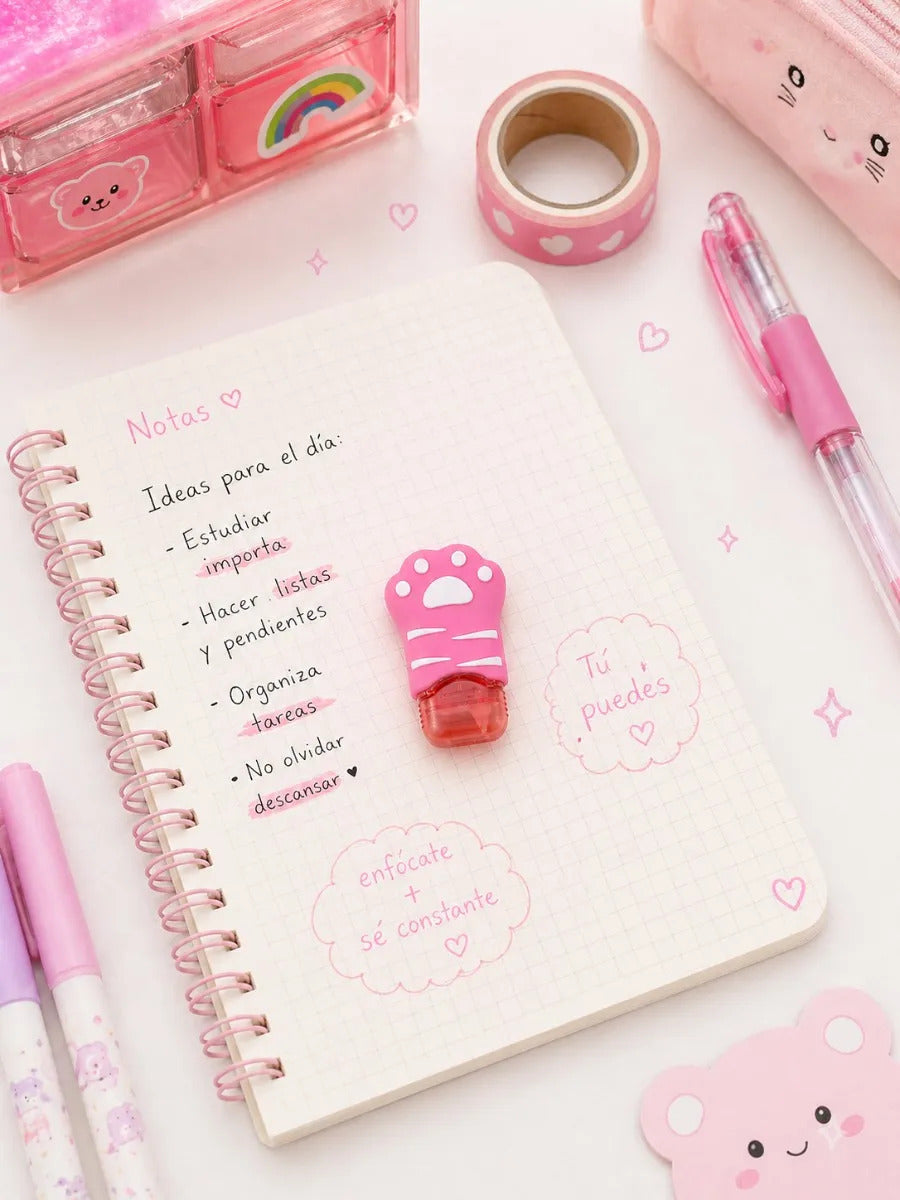 Corrector En Cinta Weibo Rosa Diseño Patita Tierno Escolar