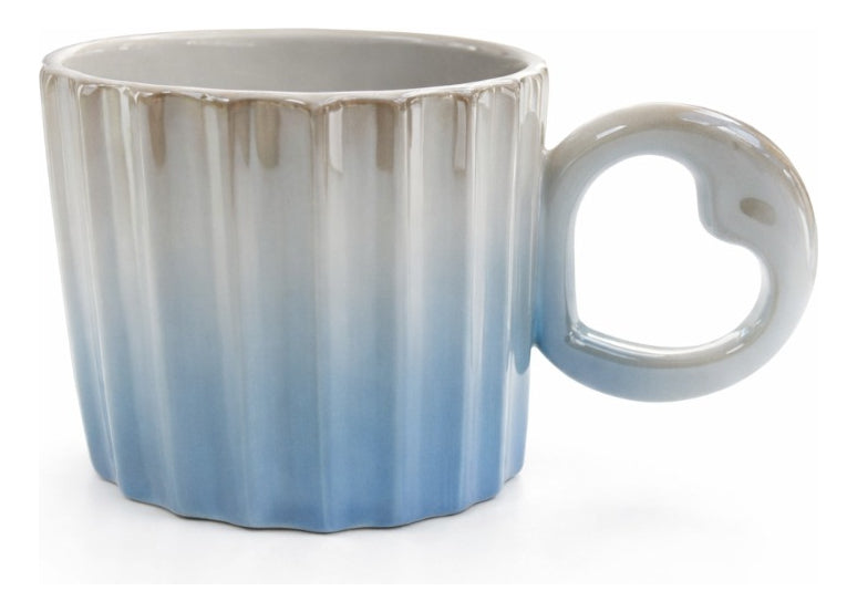 Taza Acanalada Degradado Pastel Con Aza De Corazon 350 Ml