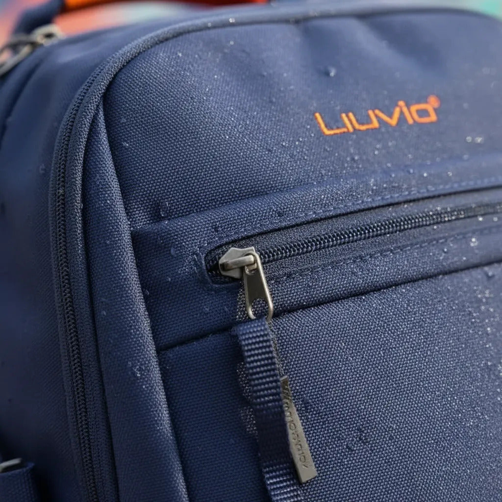 Mochila Juvenil Lluvia Azul Marino Y Naranja Moderna