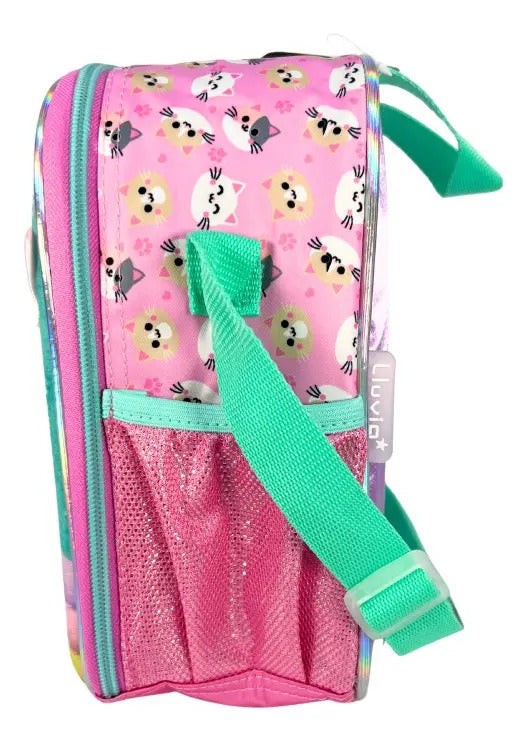 Mochila Primaria Set 3 Piezas Marca Lluvia Gatita Con Lentes