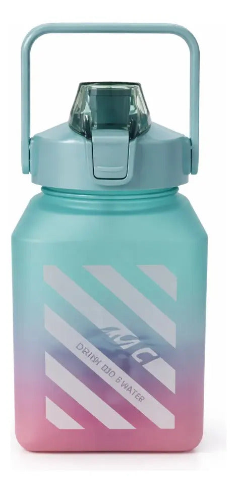 Vaso Grande 1.5 L Diseño Difuminado Con Popote Y Correa