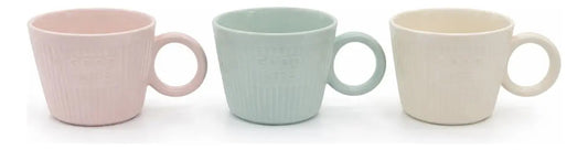 Taza Good Time En Tonos Pastel Rosa Menta Y Crema 350 Ml