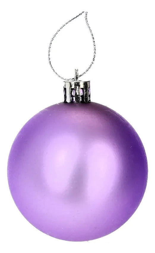 Set Esferas Navideñas Lluvia Lila Lavanda 30 Piezas 6 Cm