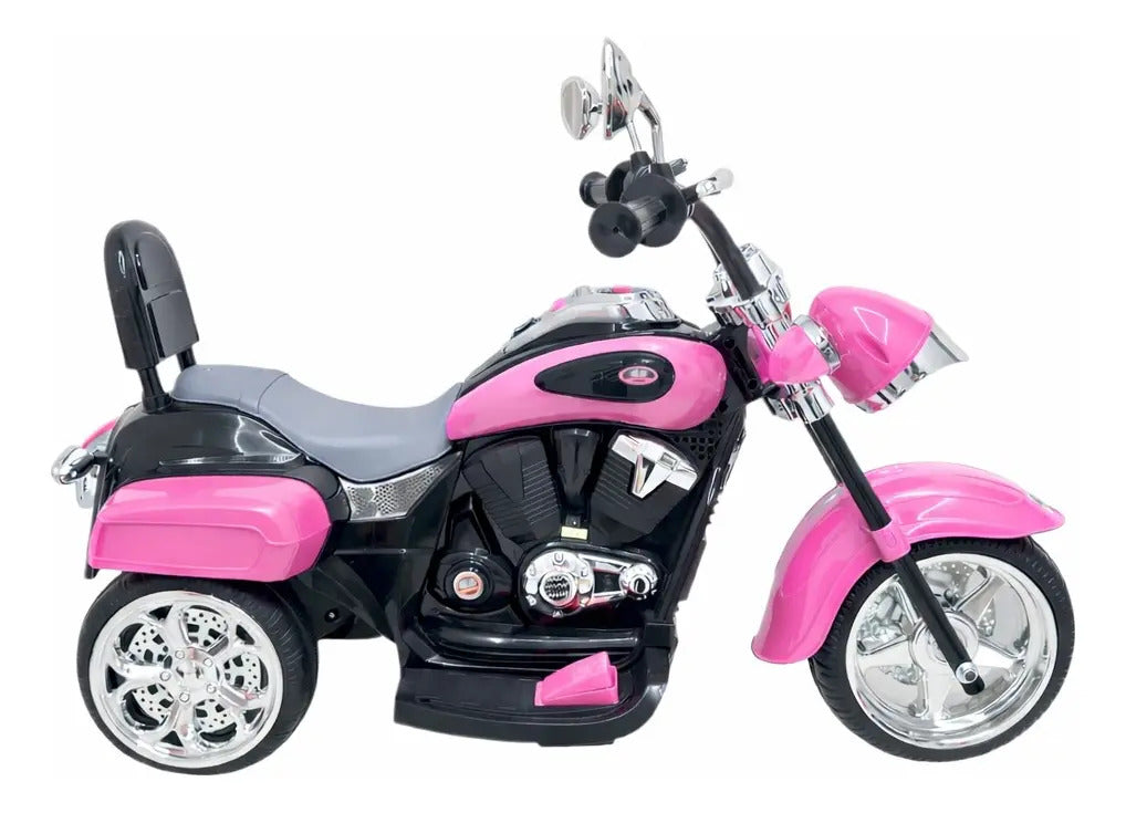 Moto Eléctrica Infantil Recargable Rosa Con Detalles