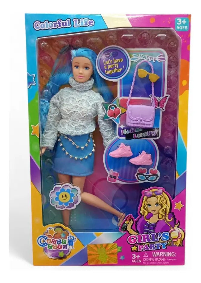 Muñeca Candy Toys Moda Y Diversión Al Instante 3 Accesorios