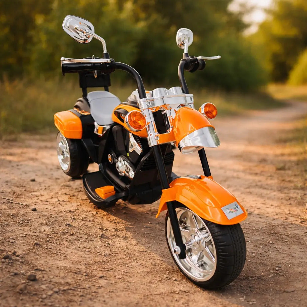 Motocicleta Eléctrica Infantil Color Naranja 3 Ruedas