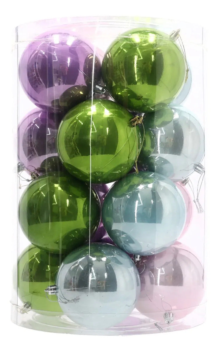 Esferas lluvia Multicolor Brillantes Jumbo 16 Piezas 12 cm