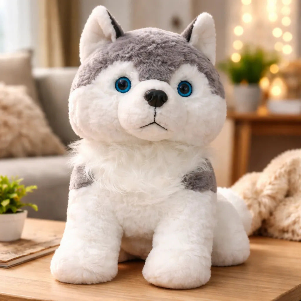 Peluche Husky Realista Esponjoso 33×35×22 Cm Candy Toys