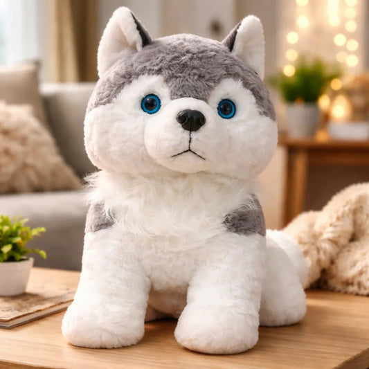 Peluche Husky Realista Esponjoso 33×35×22 Cm Candy Toys