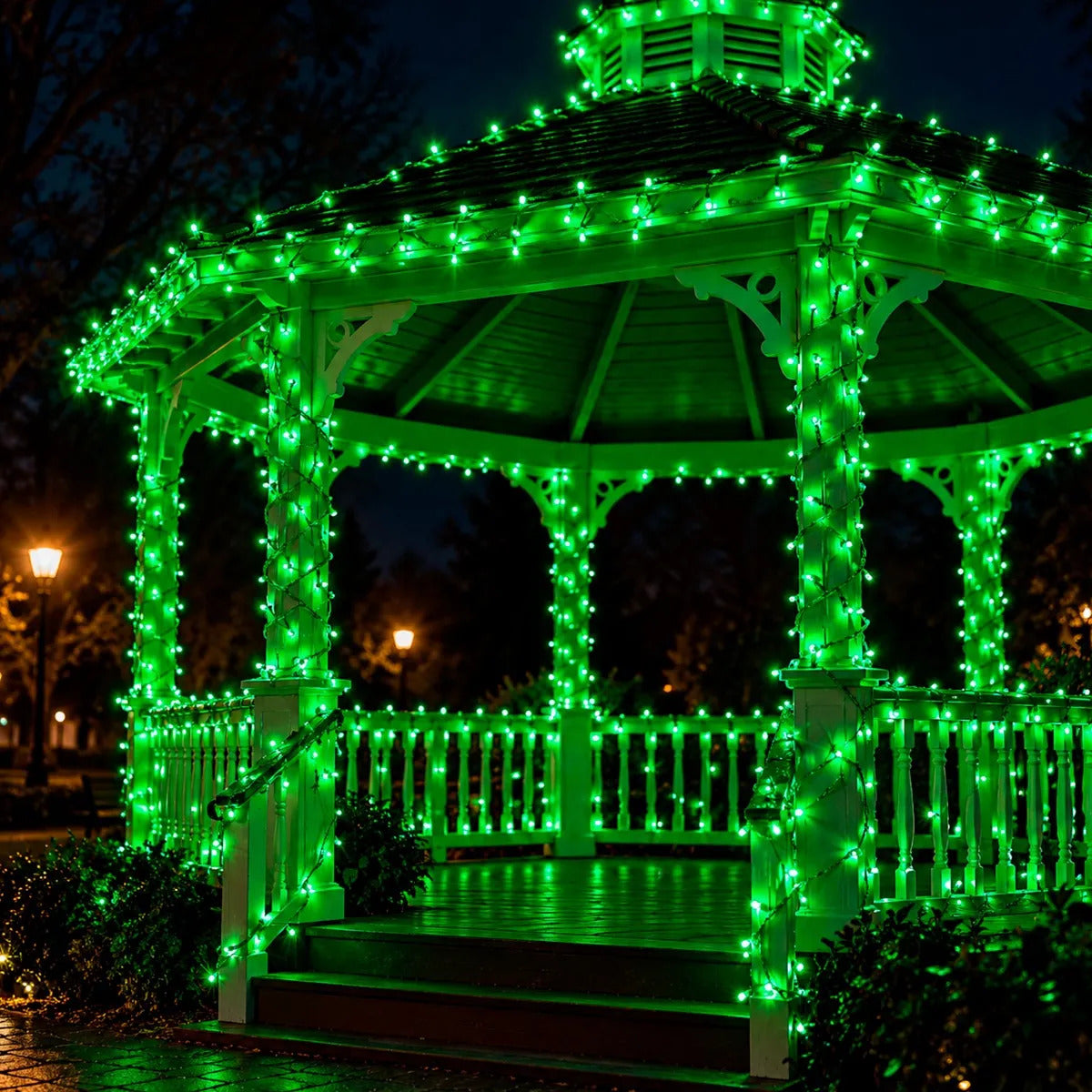 Guía Navideña Lluvia 1000 Luces Led Verde 50 Metros