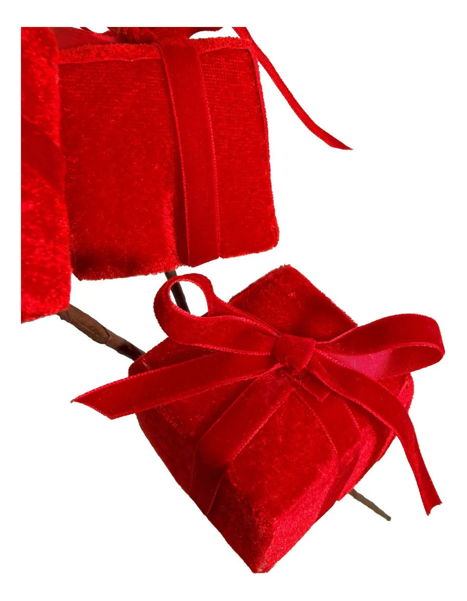 Rama Decorativa Lluvia Light con Regalos Rojos 58cm