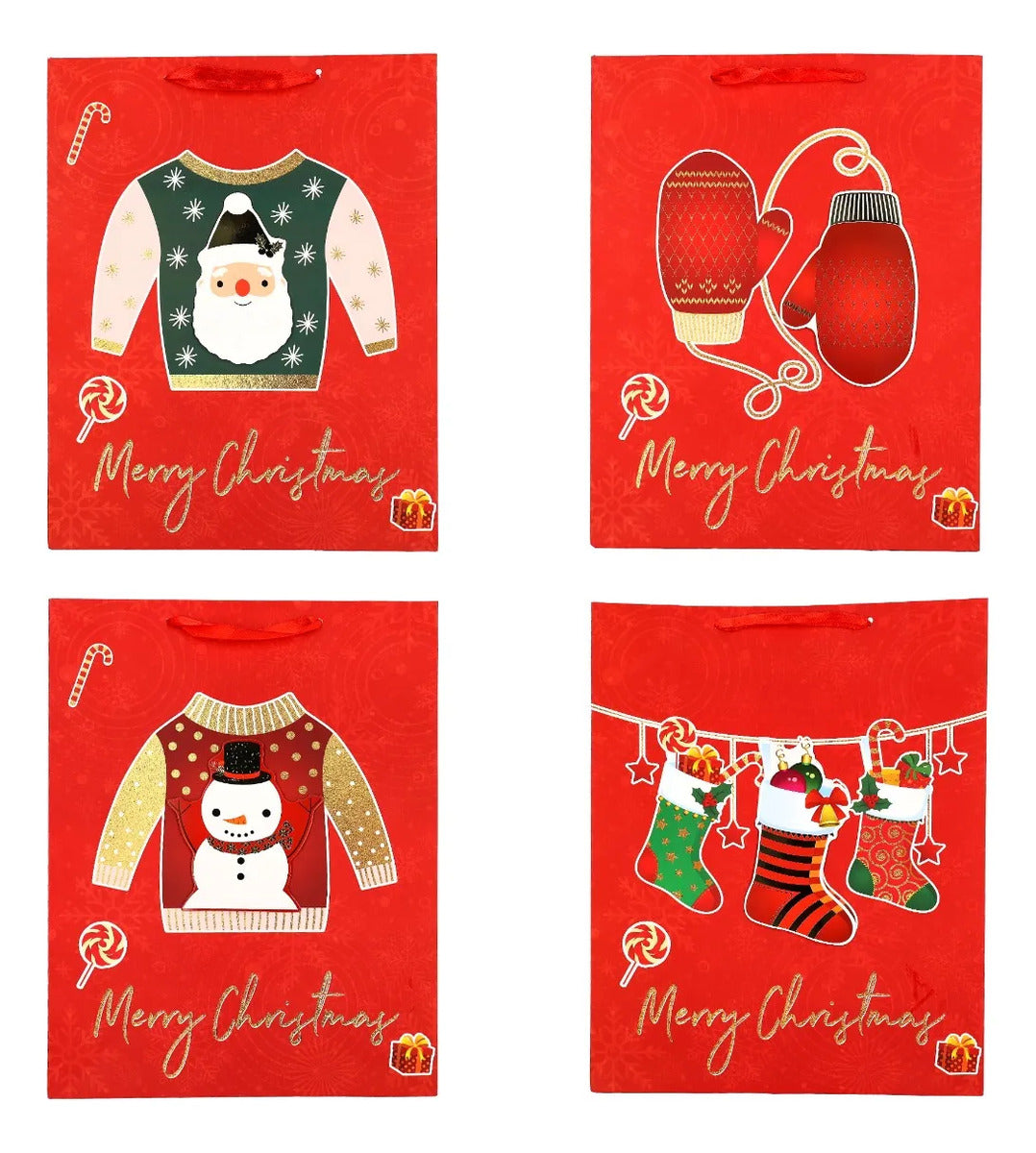 Bolsas de Regalo Navideñas Lluvia Ropa Navideña 12 Pzas