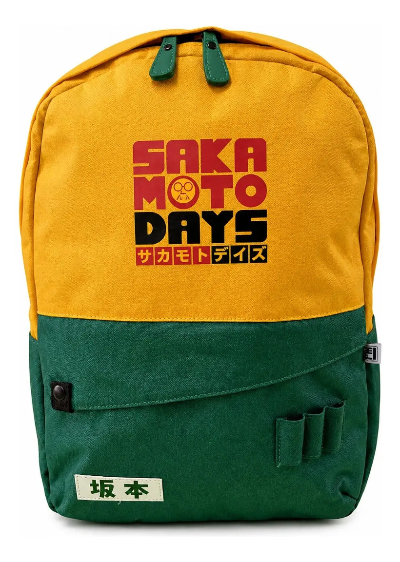 Mochila Juvenil Fotorama Sakamoto Days Escolar Verde Amarillo