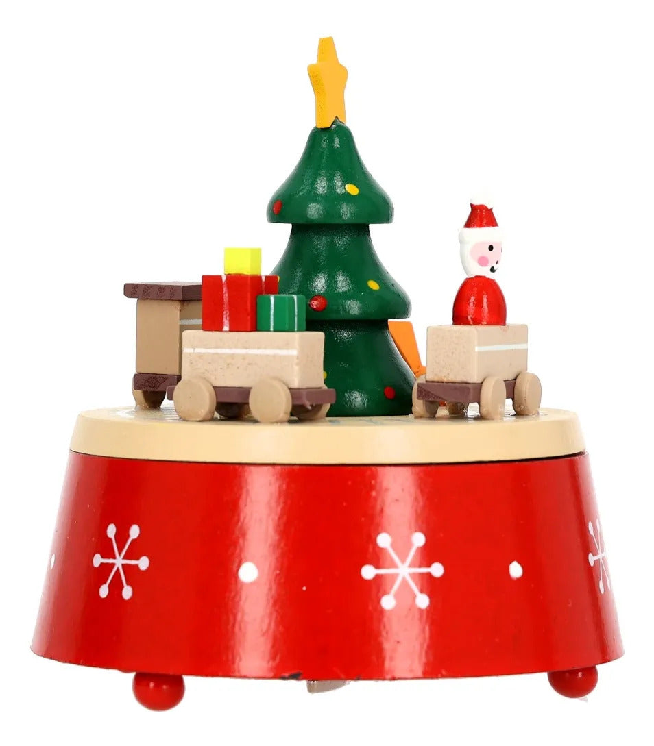 Adorno Navideño Lluvia Musical Santa Claus Y Tren 19 Cm