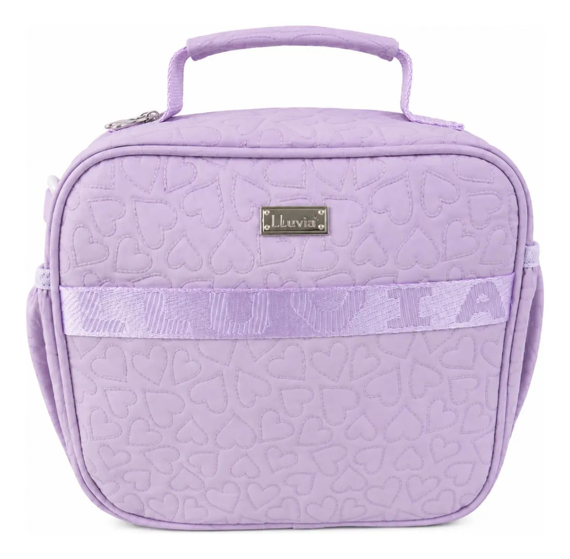 Lonchera Elegante Lluvia Con Corazones En Relieve Color Lila