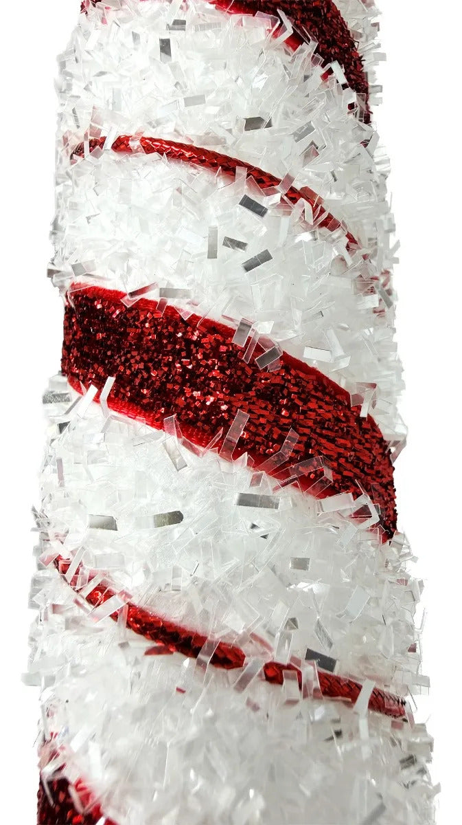 Caramelo Navideño Lluvia Lights Blanco Rojo Escarchado 33 cm