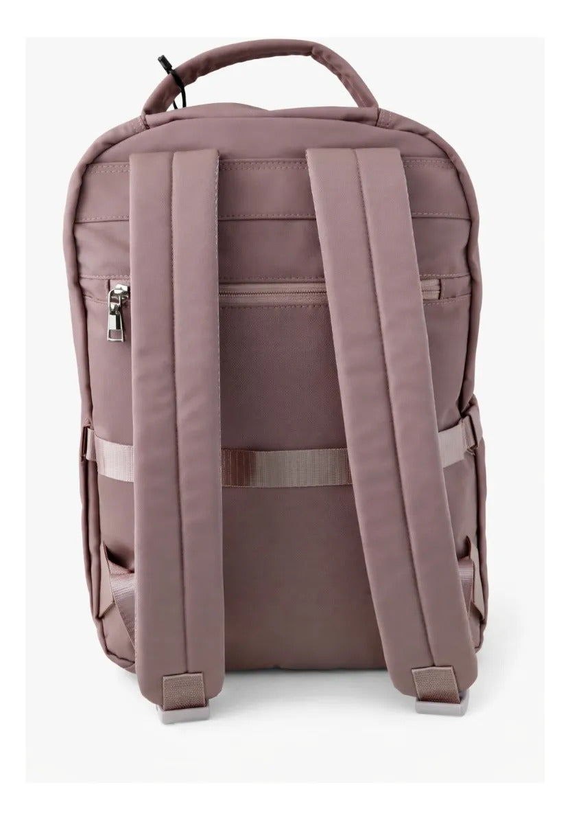 Mochila Lluvia Rosa Nude Profesional Con Detalles Plateados