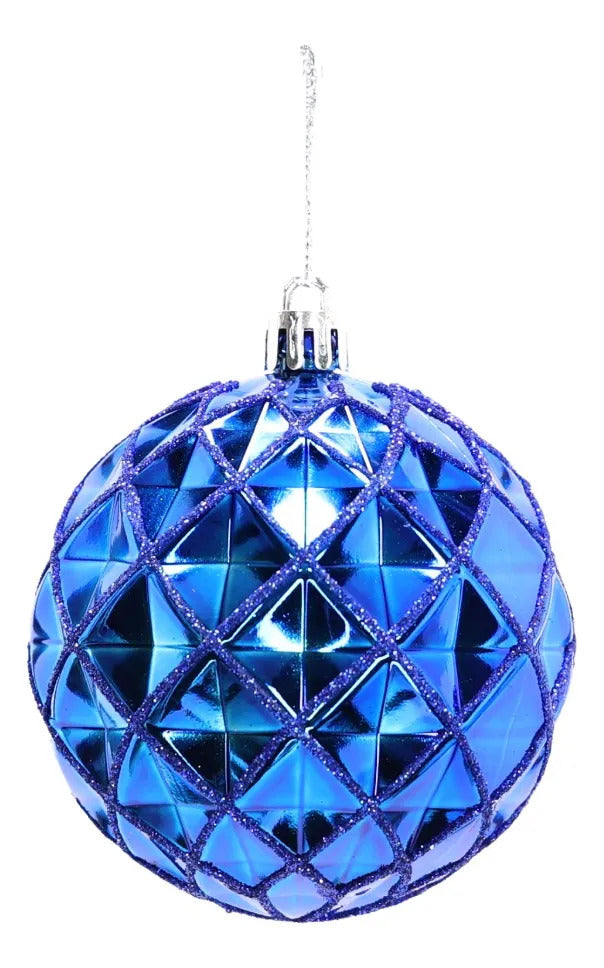Set Esferas Navideñas Lluvia Azul Rey 30 Piezas 8 Cm