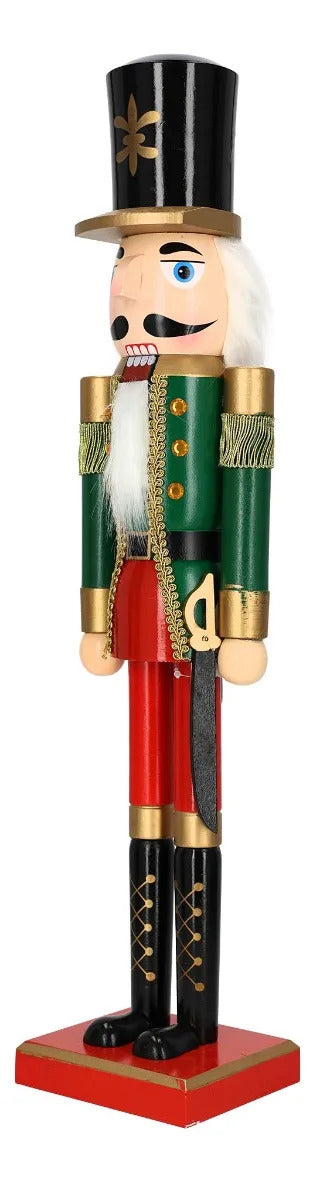 Figura Navideña Cascanueces Soldado con Barba Blanca 52 Cm