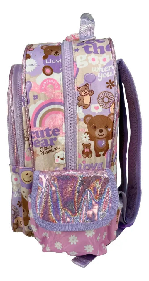 Mochila Kinder Marca Lluvia Oso Corazon Arcoiris