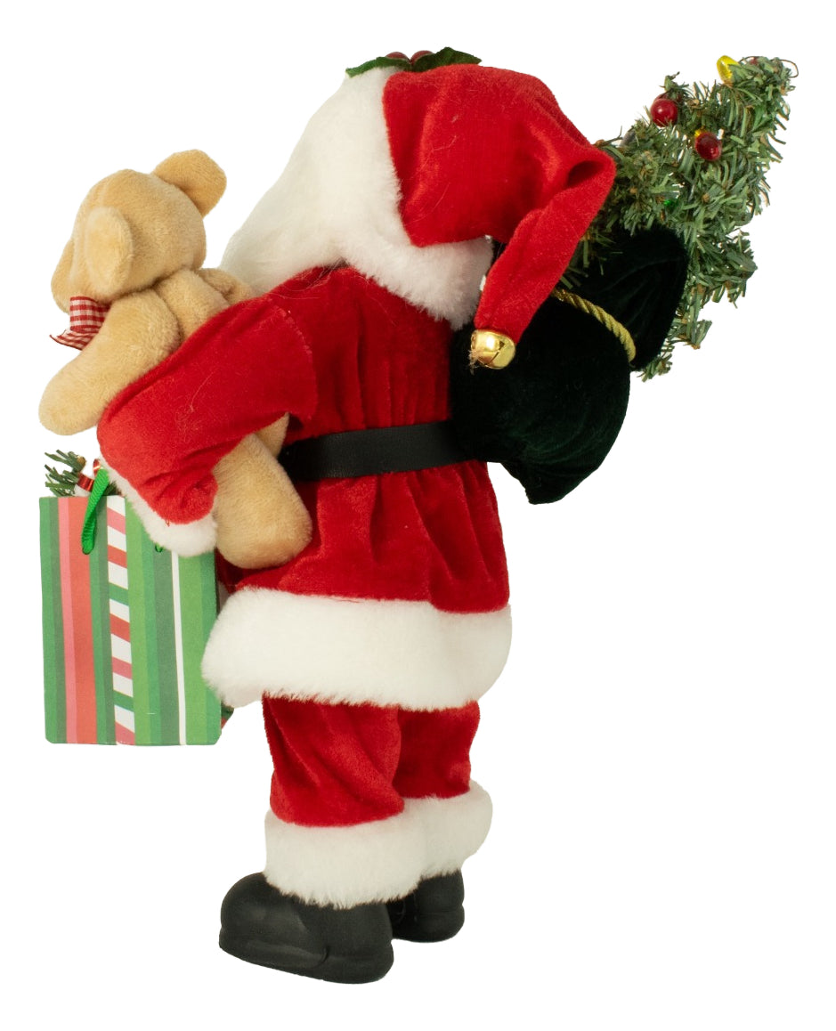 Santa Tradicional De Pie Con Oso De Peluche Y Pino 60x30x20