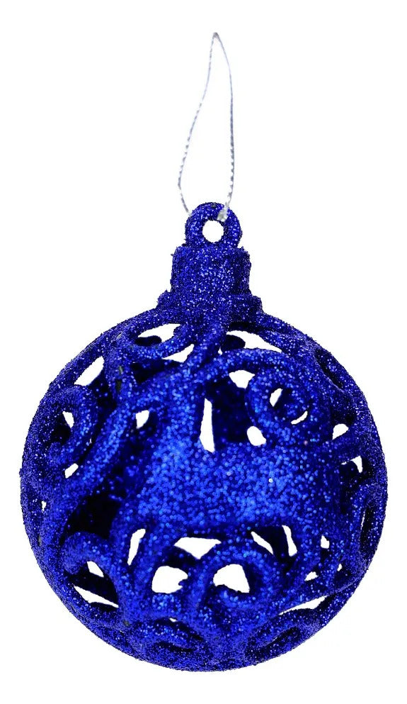Set Esferas Lluvia Azul Rey y Turquesa 6 Cm 12 Piezas
