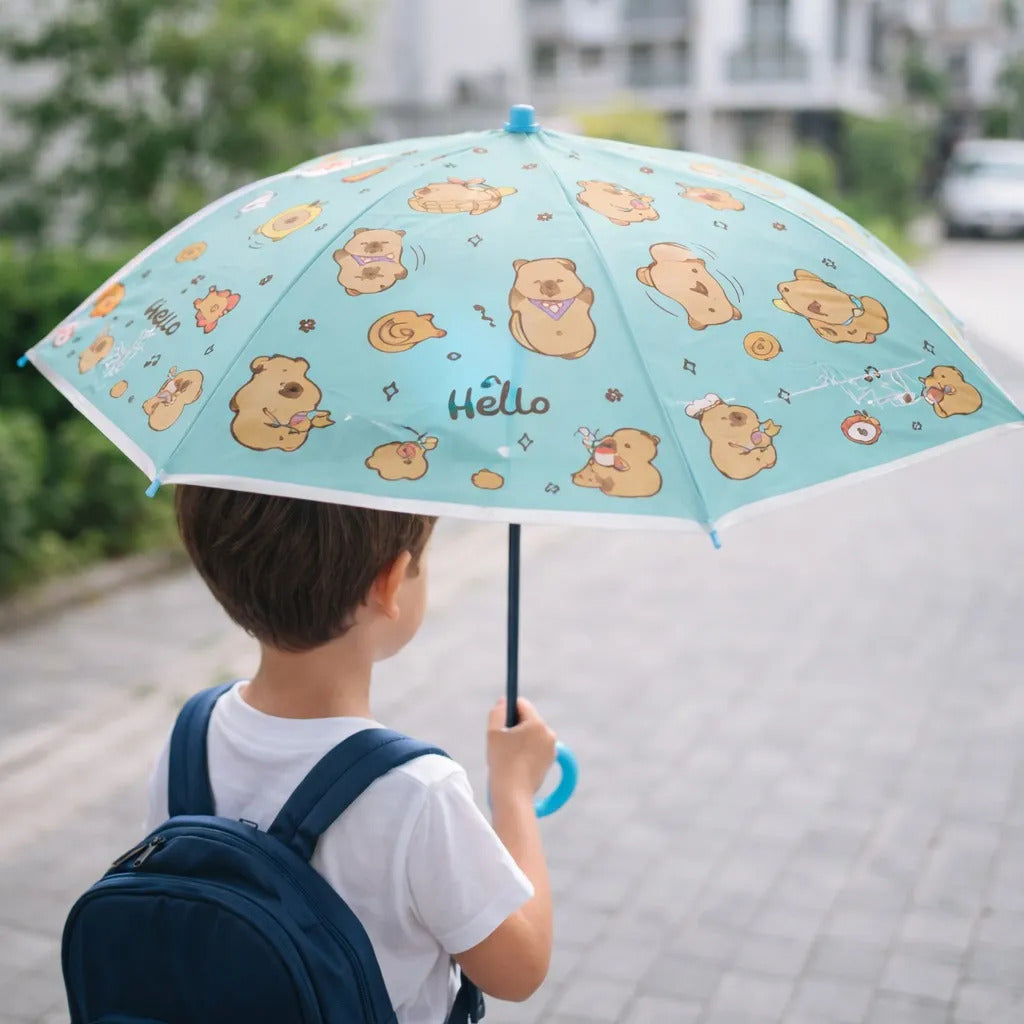 Paraguas Infantil Diseño Capibara 4 Colores 67 Cm 8 Varillas