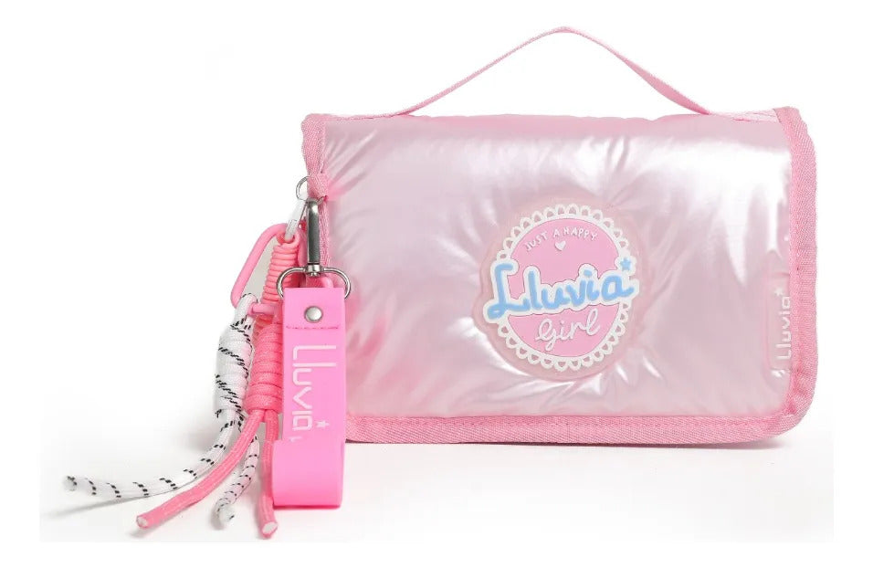 Set Mochila Lluvia Girl Rosa Satinada Con Bolsillo Antirrobo