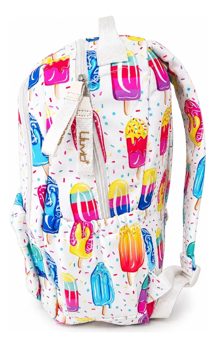 Set Tres Piezas Lluvia Mochila Lonchera Paletas De Colores