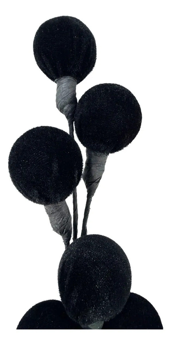 Rama Navideña Lluvia Negra con Bayas Decorativas 60cm