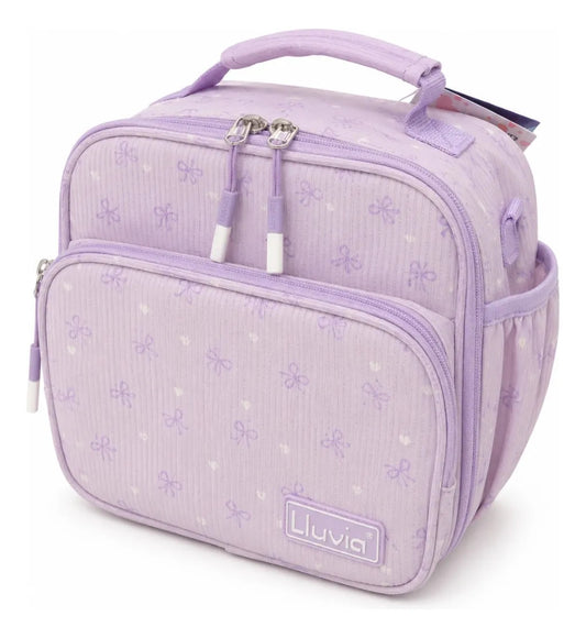 Lonchera Lluvia Lila Pastel Con Diseño De Moños Y Corazones