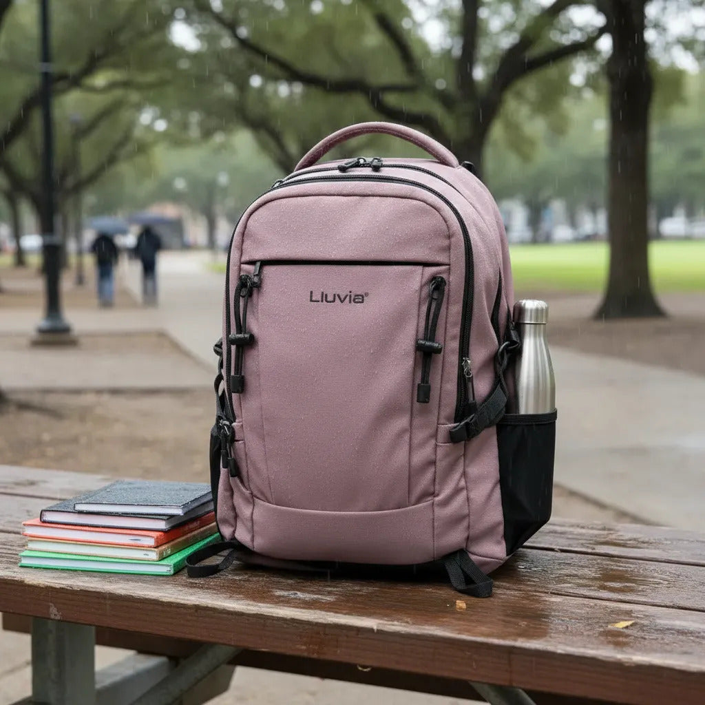 Mochila Lluvia Juvenil Rosa Práctica Con Bolsillos Laterales