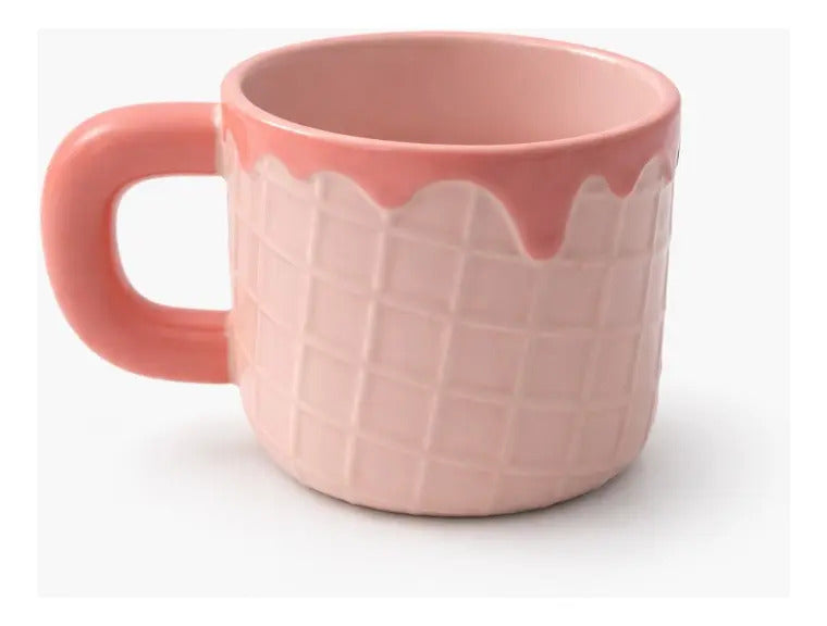 Taza Waffle De Oso Con Tapa Y Cuchara 500 Ml