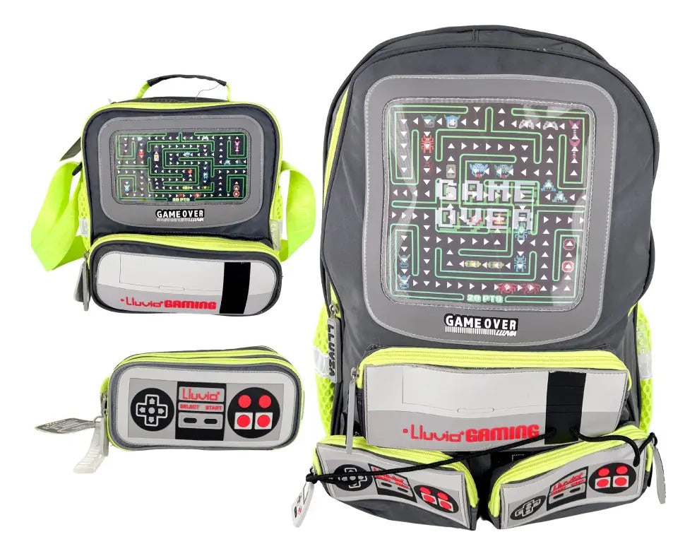 Paquete Mochila 3 Piezas Marca Lluvia Videojuegos Primaria