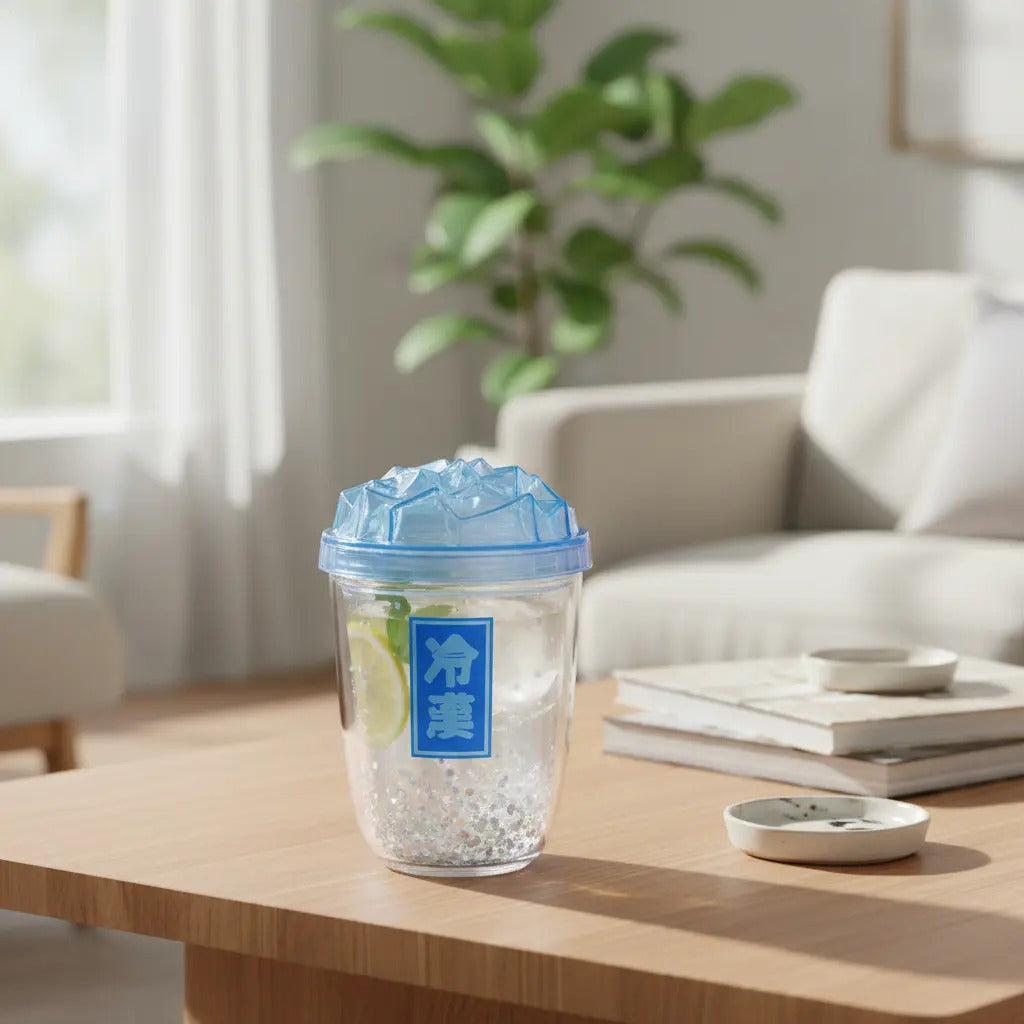 Vaso 450 Ml Con Glitter Suelto Tapa Hielo Diseño Creativo