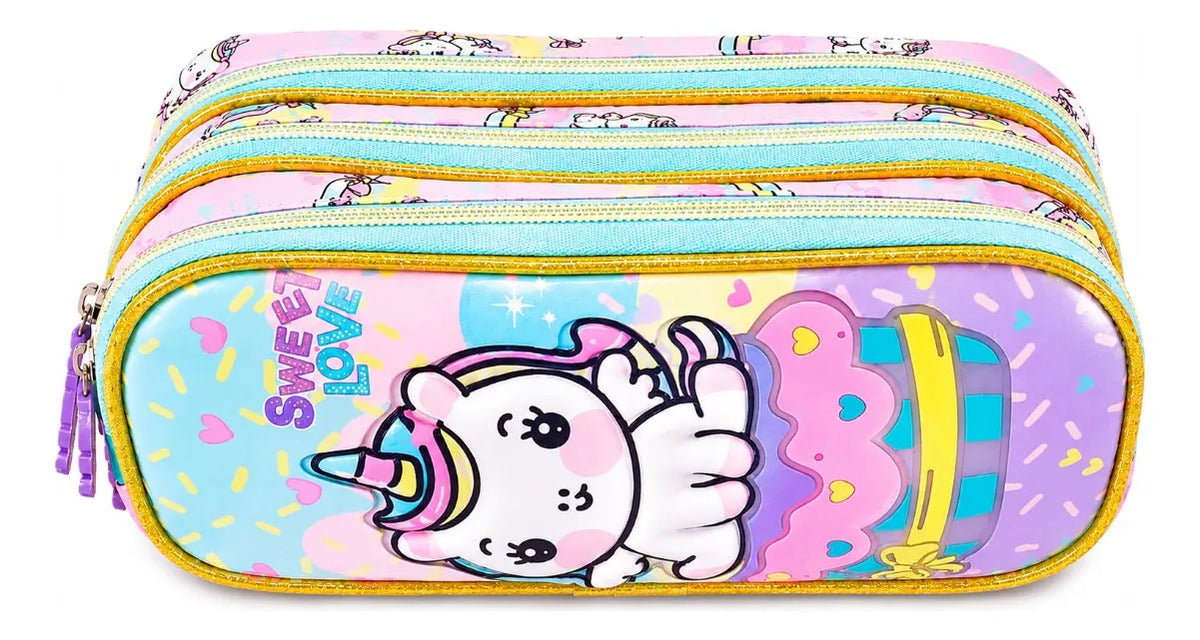 Lapicera Lluvia Unicornio Kawaii Con Panquecito Luminoso