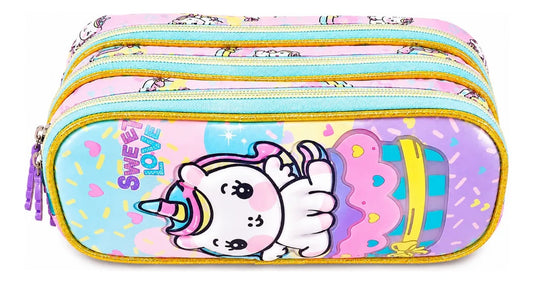 Lapicera Lluvia Unicornio Kawaii Con Panquecito Luminoso