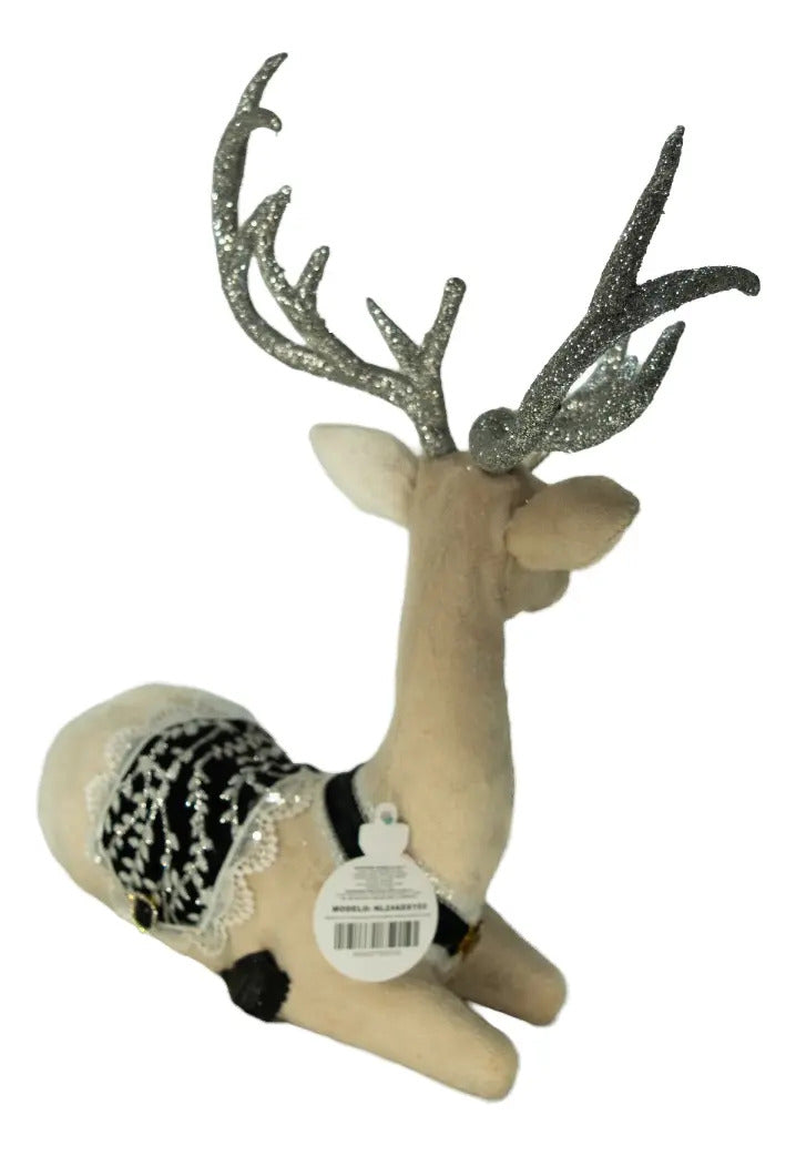 Muñeco Navideño Reno Elegante De Terciopelo Suave 33x27x15