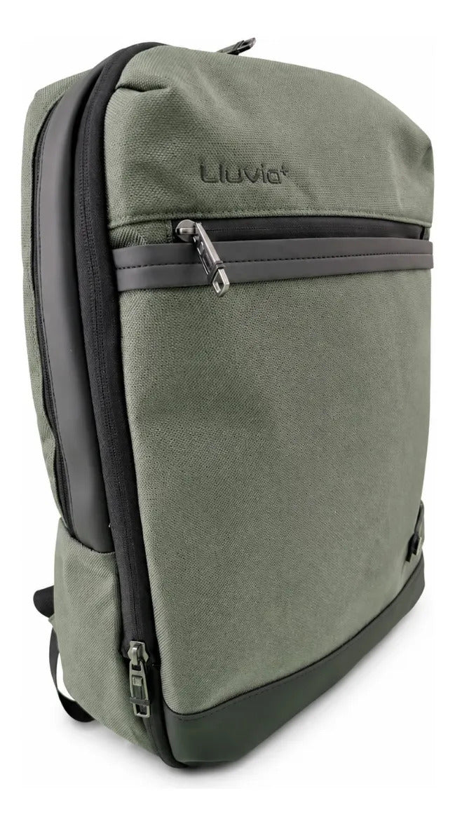 Mochila Juvenil Lluvia Verde Olivo Elegante Y Resistente Discreta