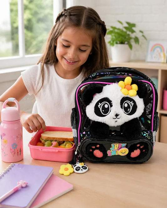 Lonchera Primaria Lluvia Panda Con Luz Y Spinner Integrado