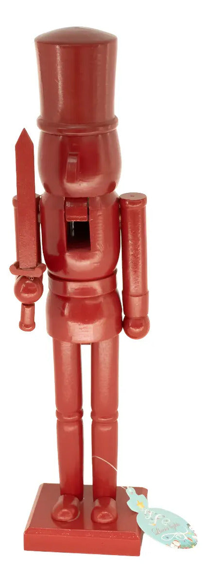 Cascanueces Rojo Navideño De Madera 2 Piezas 26x7x7