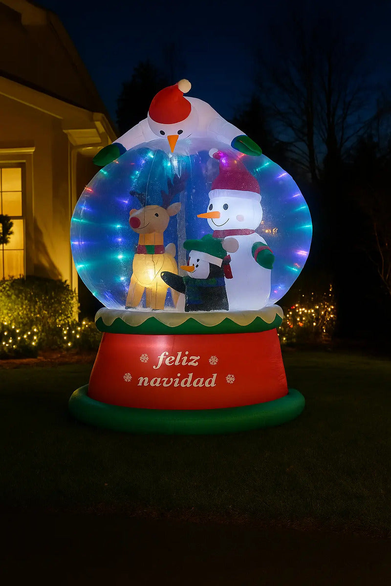 Inflable Navideño Esfera De Nieve Luces Led 180x110x110 Cm