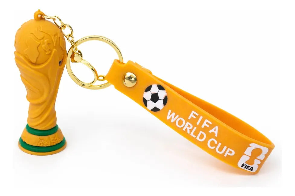 Llavero Copa Mundial Fifa Amarillo Con Correa Lluvia