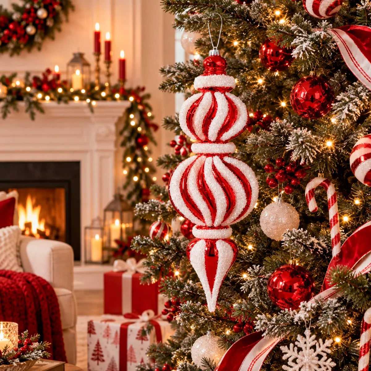 Adorno Navideño Imperial Lluvia Light Rojo 35 cm