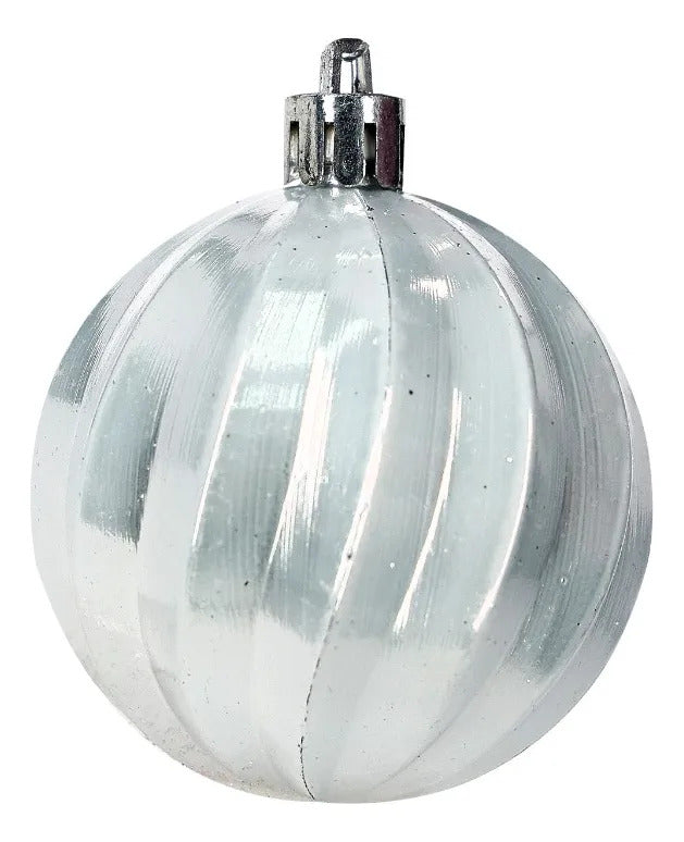 Set Navideño Lluvia Plata 24 Esferas Decorativas 6 Cm