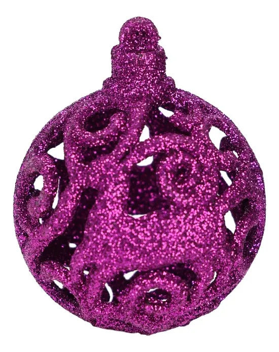 Set Esferas Navideñas Lluvia Fucsia Magenta 30 Piezas 6 Cm