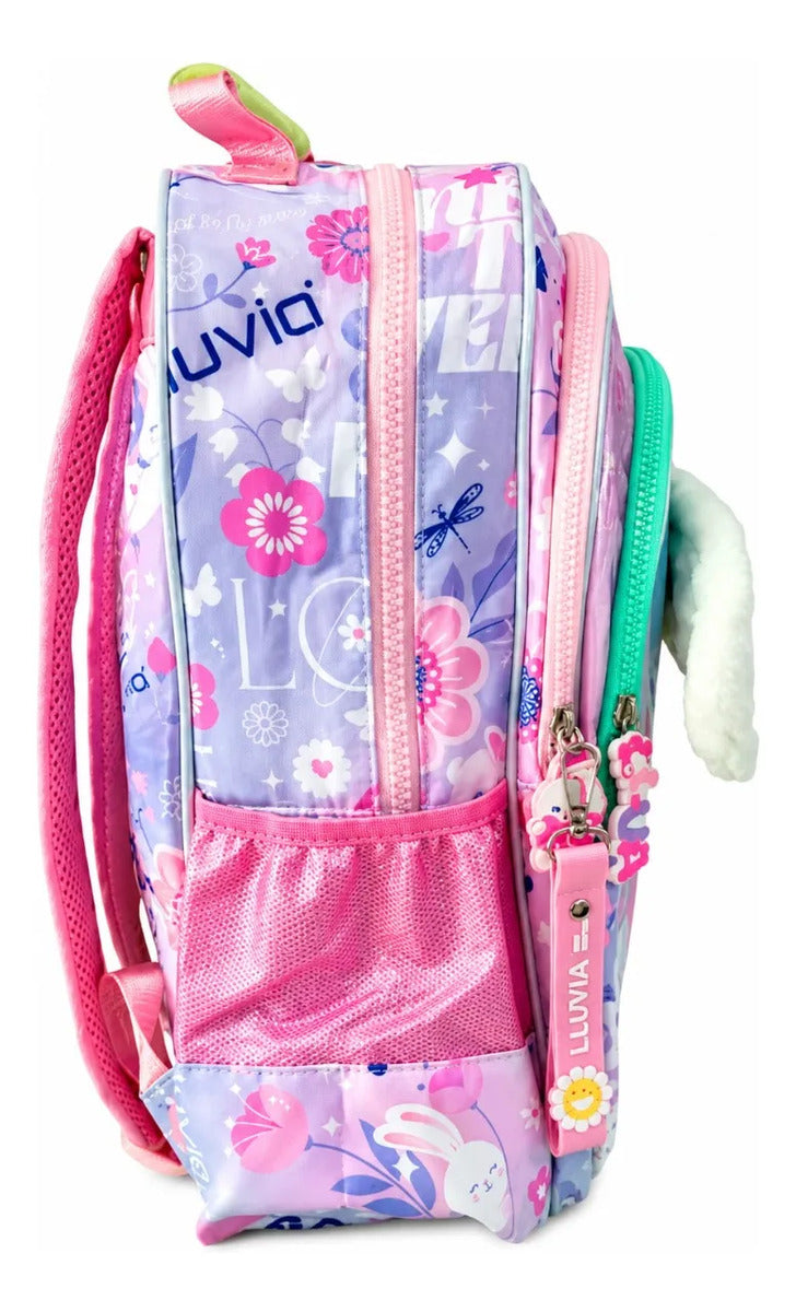 Mochila Escolar Lluvia Conejita Tierna Y Llavero Decorativo