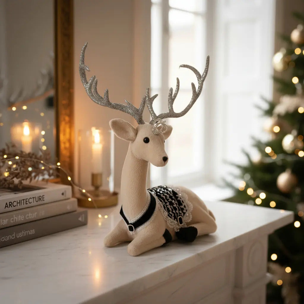 Muñeco Navideño Reno Elegante De Terciopelo Suave 33x27x15
