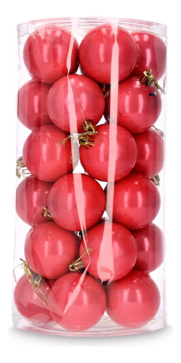 Set Esferas Lluvia Fucsia 6 Cm Set 30 Piezas Navideñas
